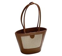 Bolso de mano para mujer, elegante, de piel sintética, simple, sólido, Brown