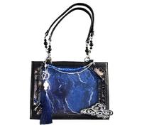 Bolso de mano para mujer - Streetwear Shopper Bandolera, bolso de hombro estético para viajes, vacaciones, citas, paseos, compras y fotos de vacaciones, negro y azul, ver descripción