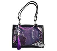 Bolso de mano para mujer - Streetwear Shopper Bandolera, bolso de hombro estético para viajes, vacaciones, citas, paseos, compras y fotos de vacaciones, negro, morado, ver descripción
