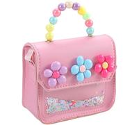 Bolso de Mano para Niñas, Bolso Princesas, Bolsos para Niñas Pequeñas con Flores y Perlas, Bolso Bandolera Niña con Correa Ajustable, Bonitos Bolso de Hombro Mini para Cumpleaños Regalo (B)
