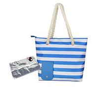 Bolso de mano para vino de playa, bolsa de asas con compartimento impermeable e isotérmica, bolsa de lona aislada, porta vino impermeable con vejigas para bebidas y bebidas, cóctel, multicolor, blue +