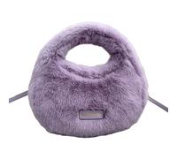 Bolso de mano peludo a juego para mujer, bolso de mensajero a la moda, bolso cruzado de felpa para otoño e invierno, bandolera a juego para mujer, hombro peludo para compras, Purple, One Size