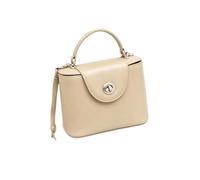 Bolso de mano pequeño de piel de vaca auténtica para mujer, mini bolso de mano para médico, auténtico cuero vacuno auténtico, bolso de hombro para mujer, Caqui, 18cm(Length) x 13cm(Height) x 7cm(Deep)