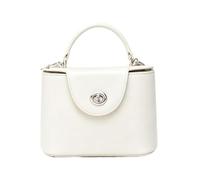 Bolso de mano pequeño de piel de vaca auténtica para mujer, mini bolso de mano para médico, auténtico cuero vacuno auténtico, bolso de hombro para mujer, Marfil, 18cm(Length) x 13cm(Height) x 7cm(Deep