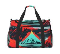 Bolso de mano plegable con estampado de flores de volcán con cremallera impermeable para escapadas de fin de semana