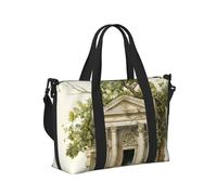 Bolso de mano plegable portátil plegable con diseño de edificio antiguo con rama de olivo romano y estampado griego para mujeres y hombres