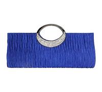Bolso de mano plisado de satén con diamantes de imitación de satén para fiesta de noche, bolso plisado de satén de lujo para fiesta de boda de noche, azul real, Talla única, Bolso bandolera