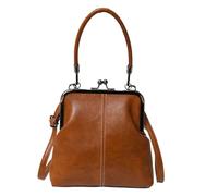 Bolso de Mano Retro Bolso ajustable de cuero PU con cierre de beso estilo