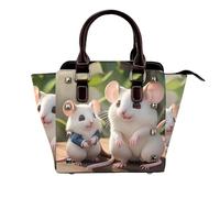 Bolso de mano retro con diseño de bandera irlandesa para mujer, con asa superior, con remaches, tamaño mediano, Ratas madre e hijo, Talla única