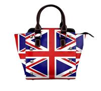 Bolso de mano retro con diseño de bandera irlandesa para mujer, con asa superior, con remaches, tamaño mediano, Bandera del Reino Unido, Talla única