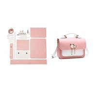 Bolso de mano retro cosido a mano, bolso de mano, bolso de hombro, accesorios de piel sintética, correa ajustable, Pink