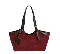 Bolso de mano retro de ante sintético para mujer, de gran capacidad, de ante sintético, para el trabajo, negocios, escuela, universidad, viajes, Red, 14.96x5.12x5.51inch
