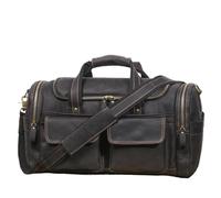 Bolso de Mano Retro for Hombre, de Piel de Vaca, de Gran Capacidad, for Viaje, Negocios, Fin de Semana, Bandolera de un Solo Hombro.(Black)