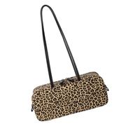 Bolso de mano retro moderno y ligero de gamuza, correa cómoda para el trabajo, viajes o compras, bolso suave, Estampado de leopardo albaricoque, One Size