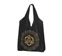 Bolso de mano Retro poliédrico D20 Dados Monograma Bronce RPG Bolso de compras portátil RPG Bolsas de compras Reutilizables Comestibles Bolso de hombro Ocio Al aire libre Regalos de vacaciones