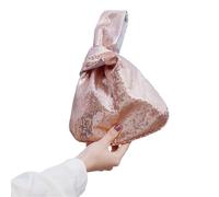 Bolso de mano Reversible con lentejuelas for mujer, bolsa con nudo en la manga, bolso de mano for fiesta y noche, bolso con nudo en la muñeca con purpurina for chicas a la moda(Champagne Gold)