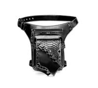 Bolso de mano Steampunk, bolso gótico de pierna caída con correa para la cintura, bolso bandolera para mujer, de piel sintética, color negro, negro, Talla única