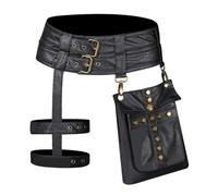 Bolso de mano Steampunk para mujer, cinturón de muslo, bolsa gótica con bolsa desmontable, bolsa de cadera ajustable para cosplay, negro, Talla única