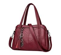 Bolso de mano suave de gran capacidad para mujer, monederos de lujo para mujer, pantalones de chándal para mujer, color negro con bolsillos, rojo, Talla única para todos