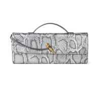 Bolso de mano tejido para mujer, bolso de mano de cuero tejido, bolso cruzado formal de noche, Sterling Python, 12.2 inches