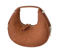 Bolso de mano vintage con diseño de luna para mujer, estilo coreano, simple de piel sintética, bolsa de noche con asa superior, Brown, Organizador de bolsas