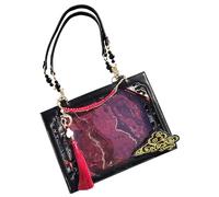Bolso de mano vintage para mujer, elegante bolso de hombro casual, bolso de hombro estético para compras, fotografía, ropa de calle, vacaciones, citas, caminatas diarias, vacaciones, negro/rojo, Refer