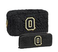 Bolso de maquillaje de pelo de cordero con bolsa de pinceles de maquillaje, regalo de cumpleaños personalizado para el mejor, regalo único para negro bolsa de maquillaje caro (Q, One Size)