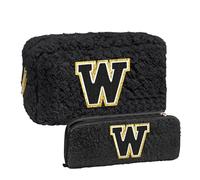 Bolso de maquillaje de pelo de cordero con bolsa de pinceles de maquillaje, regalo de cumpleaños personalizado para el mejor, regalo único para negro bolsa de maquillaje caro (W, One Size)