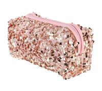Bolso de Maquillaje Lentejuelas, Cuadrado, Gran Capacidad, Rosa | Ligera, Portátil y Multipropósito, para Viaje Oxford y Velour, Cierre Cremallera, 1 Pieza