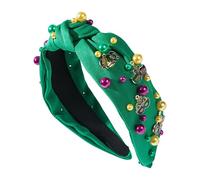 Bolso de Mardi Gras para mujeres: un amplio grupo anudado de diamantes de imitación y perlas de colores | Accesorios festivos para el cabello, grupo de joyería de moda para fiestas de carnaval