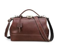 Bolso de médico de Cuero Genuino de Lujo para Mujer con Cerradura Bolso de Hombro con asa Superior Vintage para Uso Diario