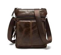 Bolso De Mensajer Bolso Bandolera pequeño de Piel auténtica for Hombre, pequeña, con Cuerpo Cruzado, Vintage Trabajar(Coffee)