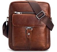 Bolso de mensajero de cuero para hombres, bolso bandolera de cuero de la PU de los hombres de la cremallera, bolso de hombro de la bolsa, marrón,