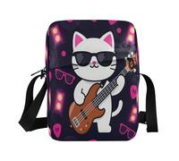 Bolso de mensajero sobre el hombro para hombre, bolso cruzado para hombro, correa ajustable, para negocios, gafas de sol, guitarra, gato