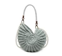Bolso de mensajero tejido a mano con diseño de conchas marinas para mujer, bolso de mano a juego, bolso cruzado de ganchillo con conchas marinas, Green, One Size