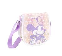 Bolso de Minnie Mouse - Cierre de Solapa y Cremallera - 16 x 17 x 5 cm - Bolso Bandolera de Cuero Sintético con Asa Regulable - Producto Original Diseñado en España