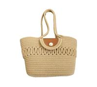 Bolso de moda bolsos tejidos simples bolsos de mano de gran capacidad bolso de hombro casual para mujeres niñas señora bolso casual de gran capacidad bolso duradero, caqui, with ribbon