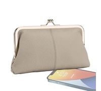 Bolso de monedas para mujeres - cartera de cierre retro, soporte para cambio vintage | Bolso de monedas de cuero PU, bolso compacto para efectivo y tarjetas, cierre clásico a presión, mini port, Gris