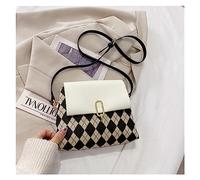 Bolso De Mujer Diy Llegada 4 colores PU Material Set for teléfono monedero tablero de ajedrez Color conjunto bolso costura DIY bolso de hombro Accesorios(White)