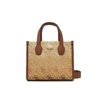 GUESS Silvana 2 Compartment Mini Tote, Bolsa de Mano Mujer, Logotipo de coñac, Talla única