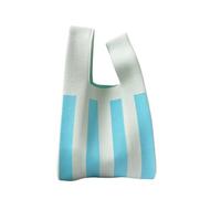 Bolso De MuñEca De Punto Bolso de punto de rayas retro for mujer, minibolso de muñeca con nudo for mujer, bolso de muñeca de punto reutilizable Adecuado Para Viajes PortáTiles(Blue)