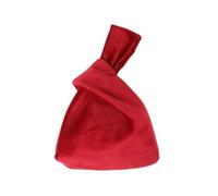 Bolso de muñeca de terciopelo suave para mujer, estilo japonés, simple, casual, color sólido, nudo pequeño, moderno, bolsa de almacenamiento para tarjetas de dinero en efectivo, Red, Talla única