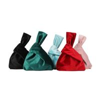 Bolso de muñeca de terciopelo suave para mujer, estilo japonés, simple, casual, color sólido, nudo pequeño, moderno, bolsa de almacenamiento para tarjetas de dinero en efectivo, Blue, Talla única