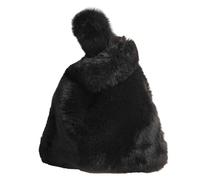 Bolso de muñeca Felpa Suave for Mujer, Bolso Mano pequeño cálido Piel sintética, Esponjoso Invierno for, Peludo sólido para Mujer(Black)