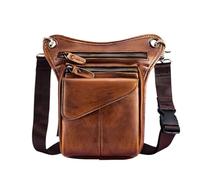 Bolso de Muslo Bolso Bandolera de Cuero auténtico for Hombre, diseño multifunción, Informal, Tipo, for Viaje, con cinturón, for Pierna(Color4)