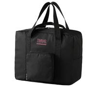 Bolso de noche | Bolso plegable y resistente para fin de semana | Bolsas deportivas ligeras con cremallera bidireccional para ejercicio, viajes, camping, senderismo, Flavas, Negro , 1