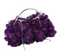 Bolso de Noche con Flores Bolso de mano noche con flores, bolso romántico for novia, asa metal, for banquete, cena, vestido y cadena para la Fiesta de la Boda(Purple)