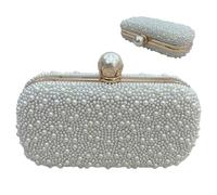 Bolso de noche de perlas Bolso de perlas blancas con carcajada de cartas para fiestas de boda Bride Prom 7.5x5.5x2 pulgadas