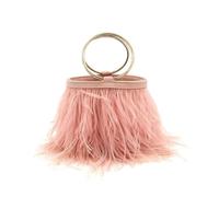 Bolso De Noche De Plumas Bolso de mano con forma cubo y plumas, estilo noche, cadena un solo hombro anillo avestruz(Color5)