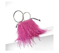 Bolso De Noche De Plumas Bolso de mano con forma cubo y plumas, estilo noche, cadena un solo hombro anillo avestruz(Color11)